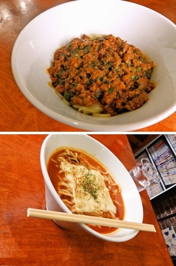 上：汁なし担々麺<br>下：リコピンラーメン