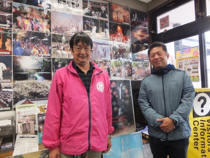 お話してくださった鹿嶋市観光協会の石津さん（左）と小沼さん（右）