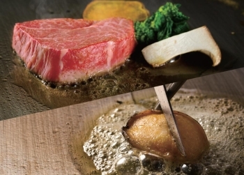 国産牛ステーキ、エゾアワビ イメージ