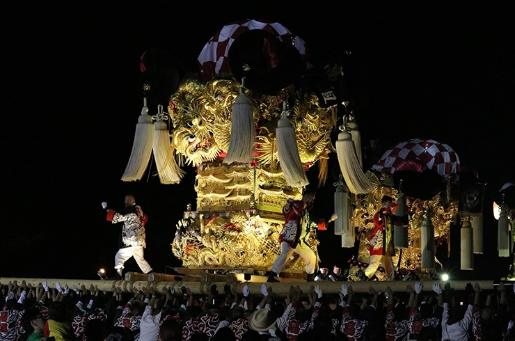 高祖太鼓台のかきあげ<br>見事です！