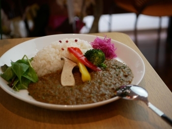 ミキシングされたお野菜がたっぷり入ったピリッとスパイシーなカレーもあと引く旨さ。