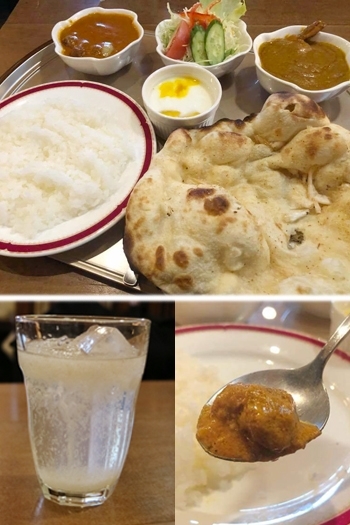 やくぜんカレーセット
左）イソブンジュース
右）ソイカレー「インド料理 デリー あわら店」