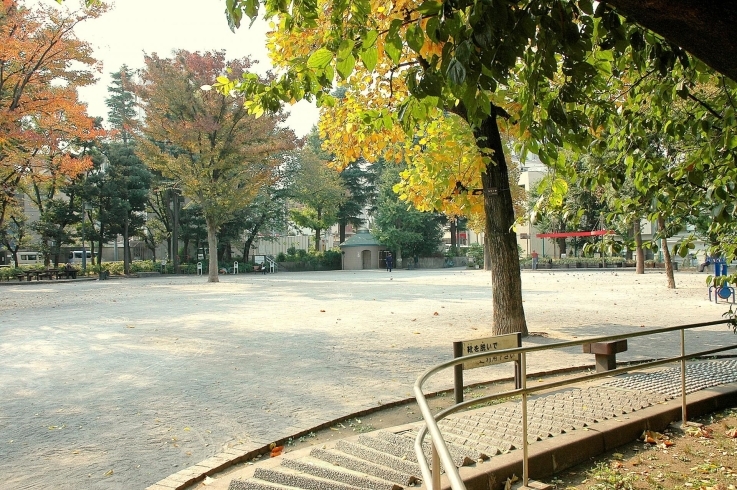 「鶴巻南公園」広い公園内に遊具やすこやか小路（健康歩道）