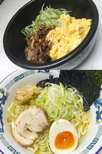 上）石焼チャーハン
下）塩ラーメン「麺蔵 高岡店」