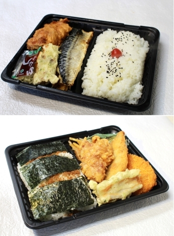 上　さばの塩焼き弁当　　606円
下　のりデラックス弁当　　442円「お弁当一番 西葛西本店」