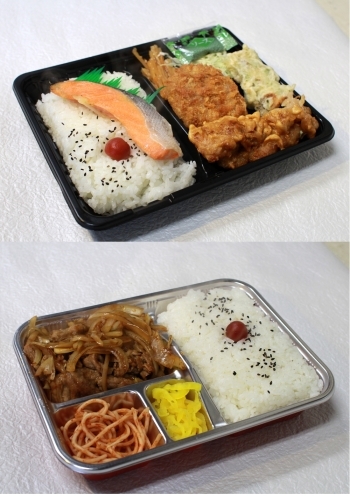 上　鮭デラックス弁当　507円
下　焼肉弁当　507円「お弁当一番 西葛西本店」