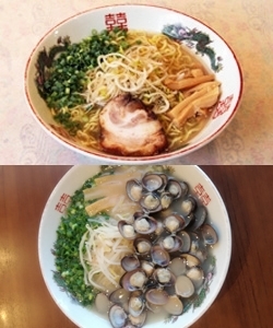 上：出雲塩ラーメン
下：しじみラーメン「ほしえん」