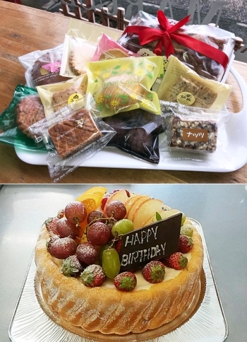 上：焼き菓子とパウンドケーキ
下：ヨーグルトを使ったケーキ「ドルチェ・マルセイユ」