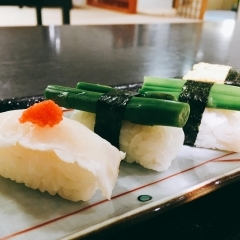 【2日目】アスパラとふぐの寿司定食