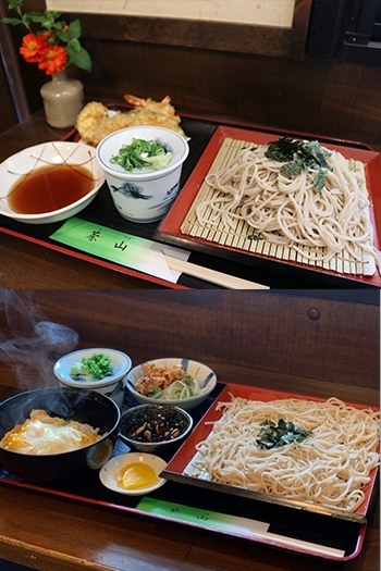 当店イチオシ！　天ざる
ランチ（そば・ミニ丼・サラダ・小鉢）「茶山（さやま）」