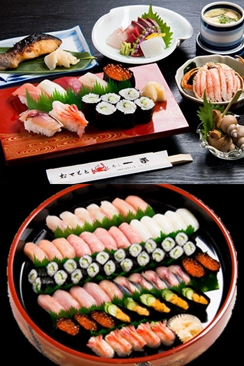 上）宴会にもご利用ください
下）お持ち帰り用の寿司もございます「寿司 一平」
