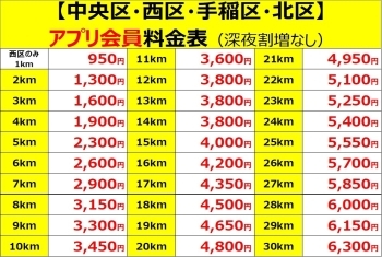 アプリ会員料金「北海道はなまる運転代行社」