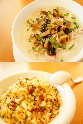 ピータンのお粥と炒飯。
中華といえばどちらを思い浮かべますか？「香港料理 萬来（マンライ）」