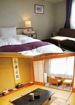 ゆったり広いシングルルーム。和室もございます。「ホテル武志山荘」