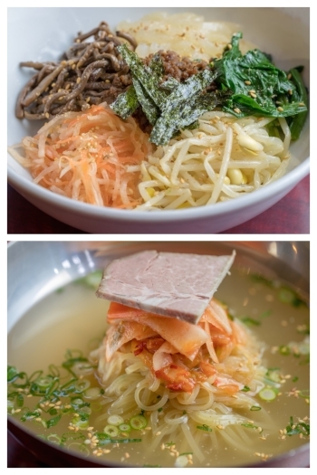 〔上：ビビンバ〕
〔下：冷麺〕「七輪焼肉・冷麺 牛炭苑」