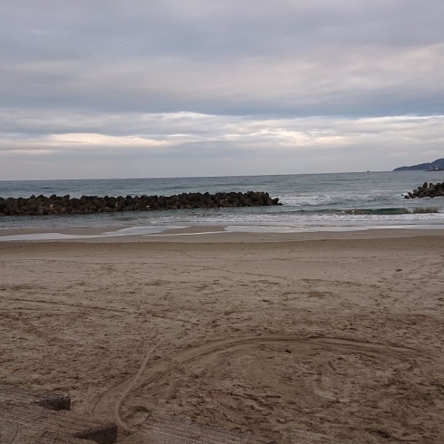 スッキリきれいになりました。「毎月第一日曜日は稲佐の浜海岸清掃・仲間が増えてきています。」