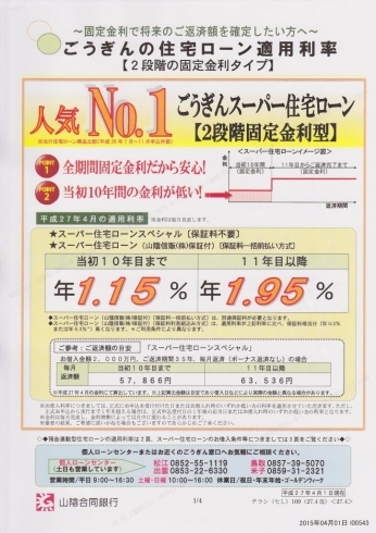 「合銀さんの今月融資金利が出ました。」