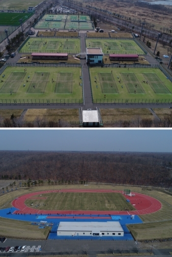 上：庭球場
下：陸上競技場「緑ケ丘公園運動施設」