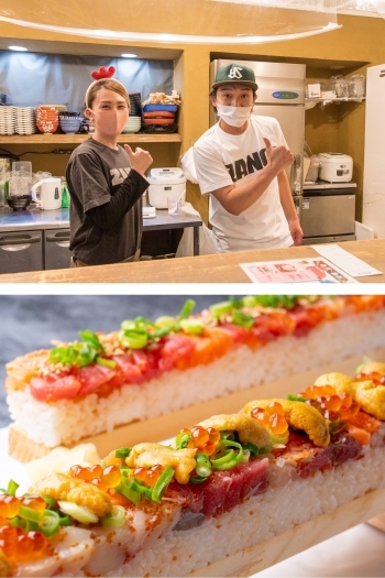 オリジナルの「小樽海鮮棒寿司」はインパクト抜群！「小樽海鮮あか・あお・きいろ」