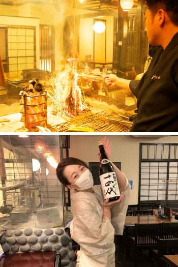 うえ田の名物「カツオのわら焼き」！
店主厳選の日本酒もぜひ「囲炉裏焼きと蕎麦の店 うえ田」