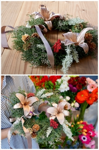 大人気のクリスマスリース　3,500円～「Flower atelier knot」