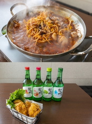 写真上　チュクミ／下　フライドチキンはお酒によく合う「サムギョプサルと韓国酒場 テジヤ」