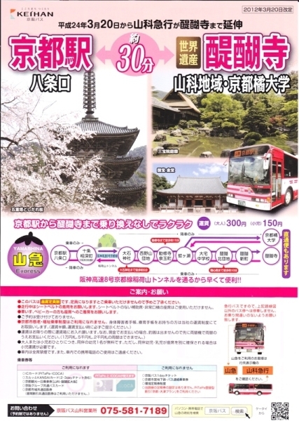 京都駅から醍醐寺まで乗り換えなしでラクラク♪　しかも片道300円！