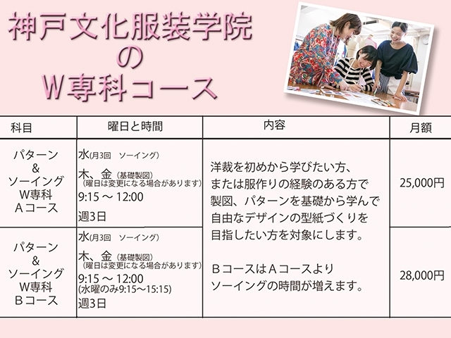 カルチャー(専科)コース詳しくはHPもご覧下さいね「関西・近畿・神戸で学ぶなら神戸文化服装学院・女性を美しくする時間　スキルアップ　おすすめの習い事　パターン・ソーイングを丁寧に教えてもらえる「カルチャーコース」人気講座　女性におすすめのレッスンです♪」