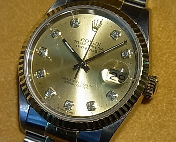 「ロレックス 16233G メンズ デイトジャスト 10Pダイヤ 腕時計 高価買取」