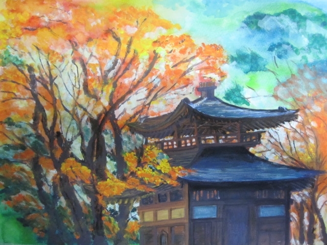 「一般科生徒作品「京都の寺」」