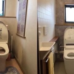 トイレリフォーム施工事例です。タンクレスでスッキリおしゃれなトイレになりました♪