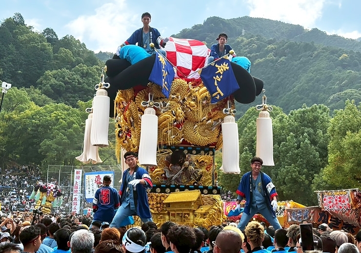 2025年10月17日撮影|大阪万博出場&入場コンテスト優勝の岸之下太鼓台(山根グラウンド統一寄せ)