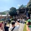 東立石「川端諏訪神社」遷座50年となる令和5年大祭!粋な法被の背には区の花ハナショウブ!