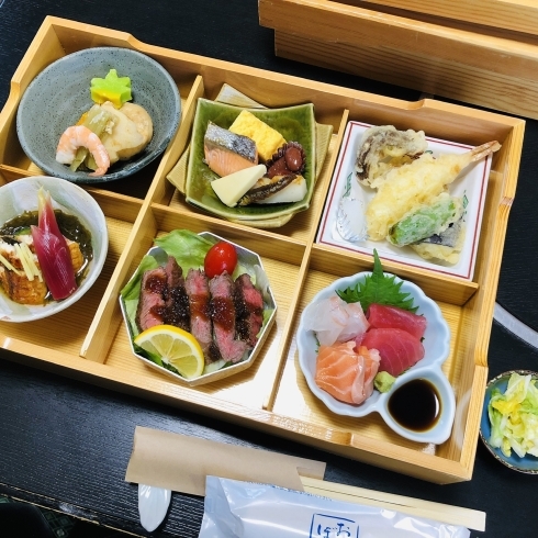 箱御膳懐石　バランス良い和食を「ゆっくりと落ち着いた空間でお食事はいかがですか。」