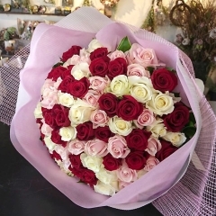 卒業式 プロポーズ シンプル ローズ (ミックスカラー) 100本の花束