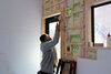 建具枠をつける作業中…。「👷工事進捗(奈良県奈良市月ヶ瀬 新築(作業場) 上久保茶園様)」