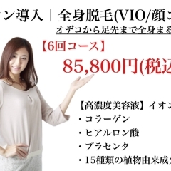 【ゴールド6回コース】全身、VIO.お顔全て。おでこから足先までスキナシ美肌脱毛