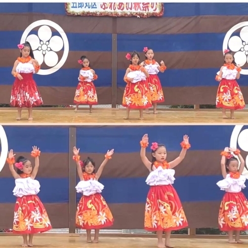 なんとか天気ももちこたえ、楽しい時間を過ごしました「那珂川市　フラダンス教室　五郎丸秋祭りに子供クラスも参加させていただきました！」