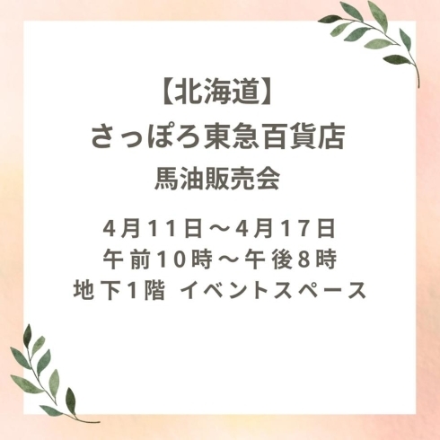 さっぽろ東急百貨店「4月北海道純馬油本舗-催事情報-」