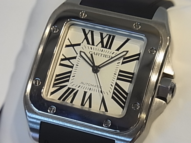 「カルティエ サントス100LM 自動巻き メンズ腕時計 W20073X8 Aランク品 高価買取」