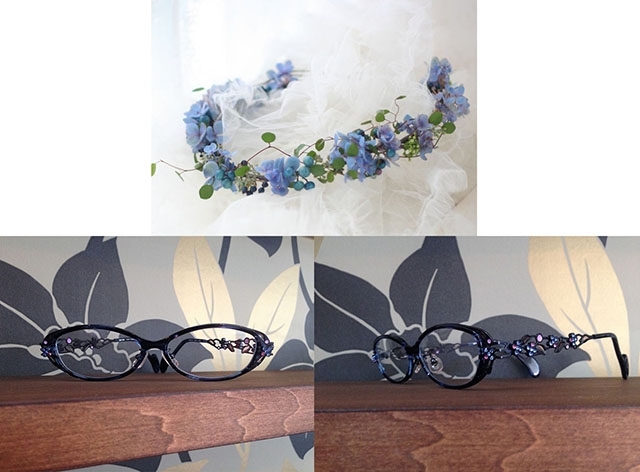 「花輪という意味のブルーデザインメガネ」