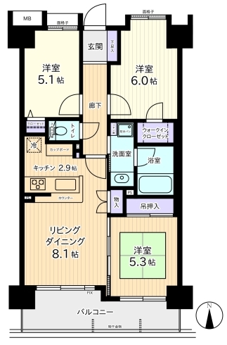 「【オープンルーム開催】モナーク中央親水公園　3LDK　2,280万円」