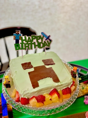 マインクラフト　誕生日　クリーパーケーキ「マインクラフト誕生日パーティ！」