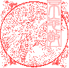 「ゴムに転写し竜の絵を描いた密刻を手彫り」