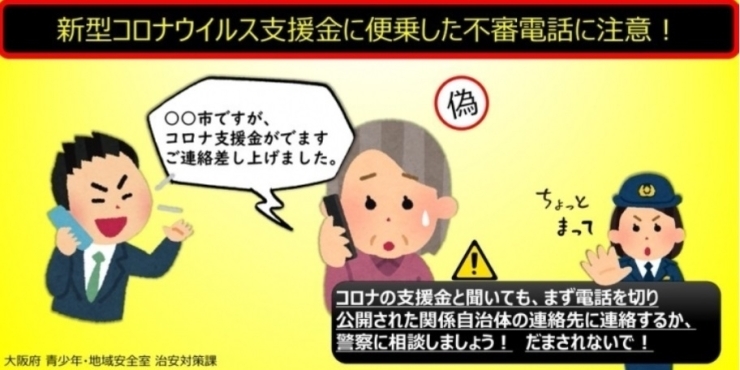 「市役所職員を名乗る不審な電話に注意！　2021年07月30日 11時49分 受信」