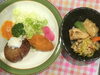 「Aランチ 和風ハンバーグとフライ  煮物付き」