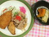 「Aランチ480円 焼肉と海鮮フライ」