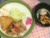 「本日のAランチ480円は 焼肉とアジフライです。」