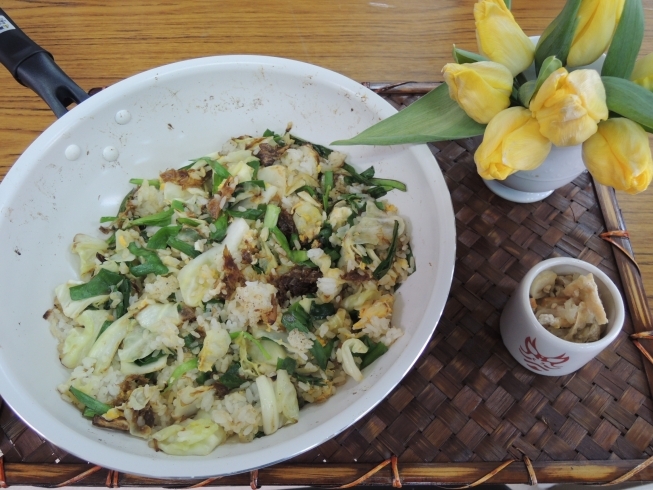 「チューリップと春ニラおかか炒飯・・・・・」