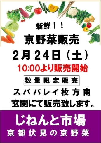 「新鮮！京野菜販売2/24(土)」